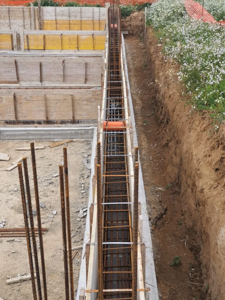 Trave di fondazione armata in trincea